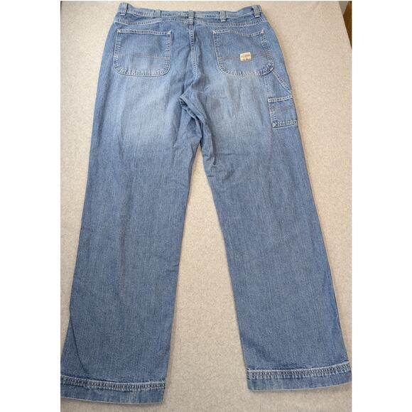 Eddie Bauer Mens Carpenter Pants Blue Jeans 40 x 34 Tall 100% Cotton Baggy Work - Picture 2 of 13